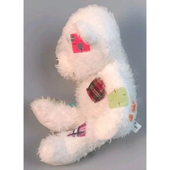Cuzzie Comfort Crew Teddy Bear Plush 12" White Patchwork Soft Cuddle Fuzzy - Picture 3 of 6